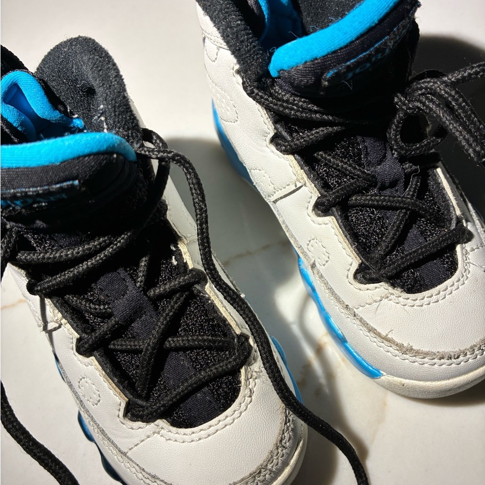 Jordan Kids' Black and White Sneakers with Blue Accents